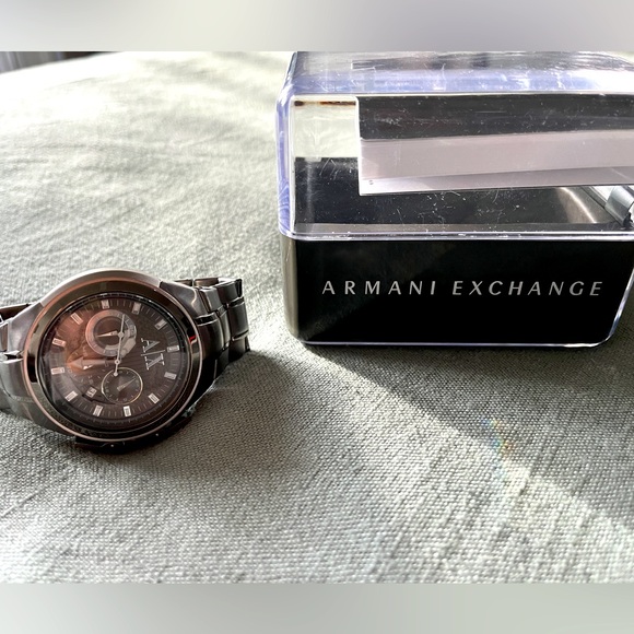 Armani Exchange Chronograph Grey Dial Stainless Steel Mens Watch - Picture 1 of 5